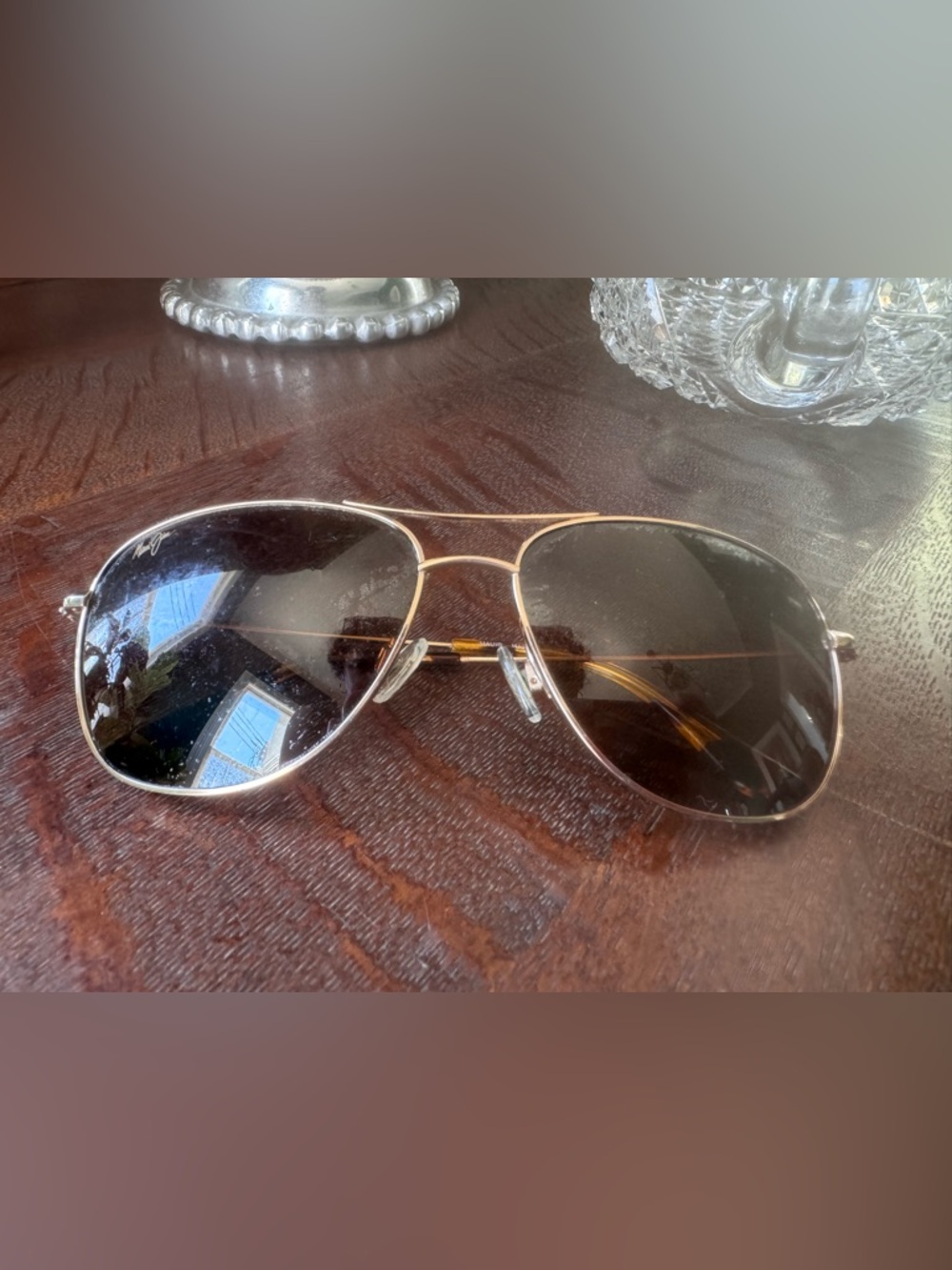 Maui Jim titanium gold wire aviator sunglasses polarized